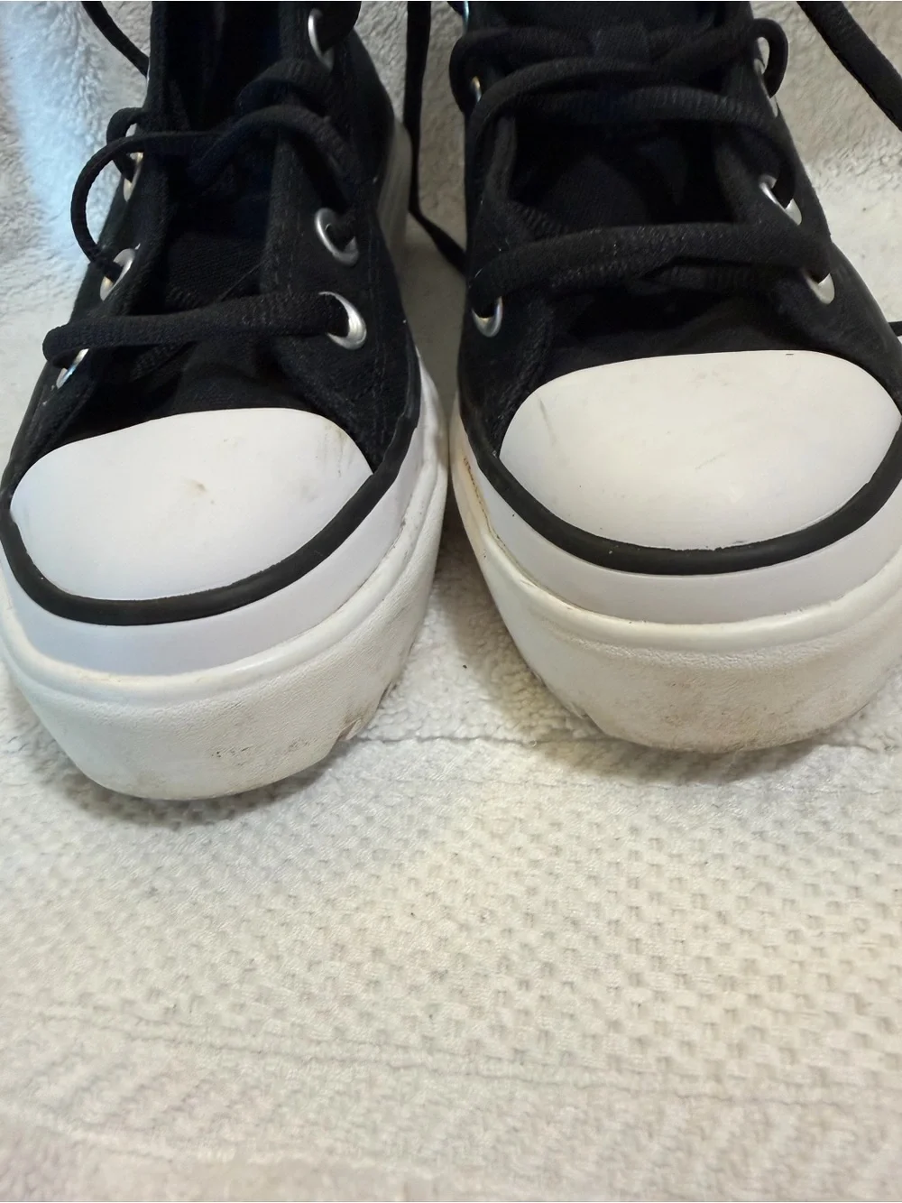 Converse Black High-Top platform Sneakers with White Toe Cap